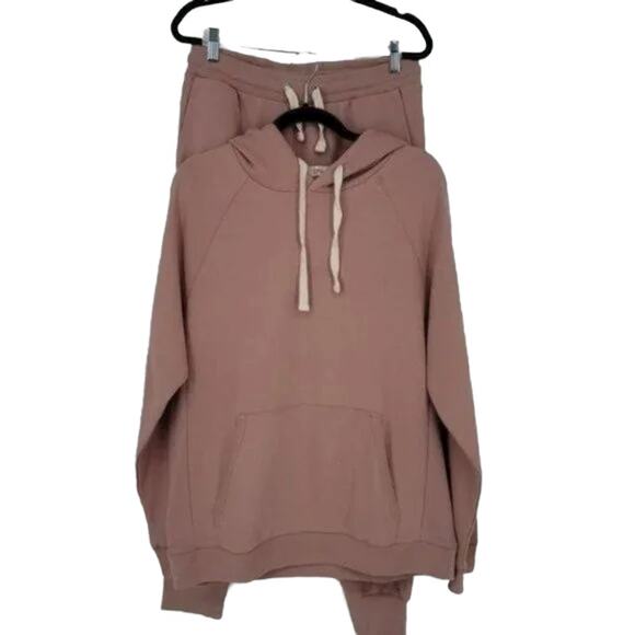 Tru Project Sustainable 100% Cotton Pink Hoodie Jogger Pants Set Size Large - Picture 2 of 10